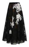 MARCHESA POINT D'ESPIRIT TULLE AND CORDED LACE MIDI SKIRT,719706