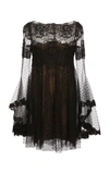 MARCHESA POINT D'ESPIRIT TULLE AND LACE MINI DRESS,719709