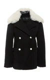 PROENZA SCHOULER FUR-TRIMMED DOUBLE-BREASTED COTTON-BLEND JACKET,719753