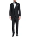 Isaia Satin Peak-lapel One-button Wool Tuxedo, Black In Black