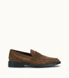 Tod's Suede Penny Loafers In Brown