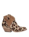 1725.a Woman Ankle Boots Beige Size 8 Leather In Beige