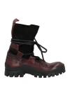 1725.a Woman Ankle Boots Burgundy Size 11 Soft Leather In Red