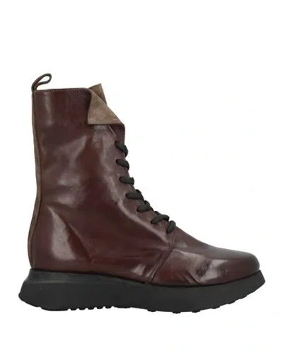 1725.a Woman Ankle Boots Dark Brown Size 11 Soft Leather