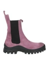 1725.a Woman Ankle Boots Mauve Size 10 Soft Leather In Purple