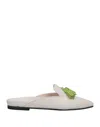 1725.a Woman Mules & Clogs Light Grey Size 6 Leather In Grey