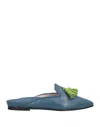 1725.a Woman Mules & Clogs Slate Blue Size 7 Leather