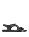 1725.a Woman Toe Strap Sandals Black Size 6 Soft Leather In Black