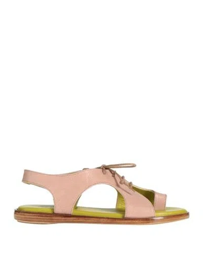 1725.a Woman Toe Strap Sandals Blush Size 6 Soft Leather In Pink