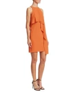 HALSTON HERITAGE Sleeveless Drape Overlay Dress