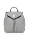Mcm Essential Monogrammed Small Leather Convertible Backpack In Dove/silver