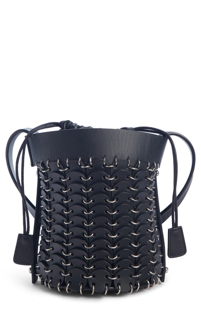 Paco Rabanne Mini Calfskin Bucket Bag In Black