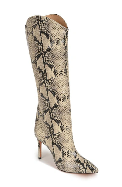 Schutz Maryana Snake-print Leather Knee Boots In Neutral