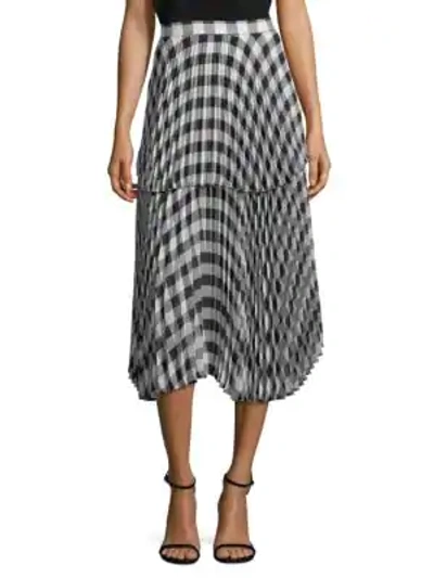Delfi Collective Reese Pleated Plaid Skirt In Black White