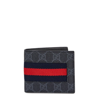 Gucci Web Gg Supreme Billfold Wallet In Black