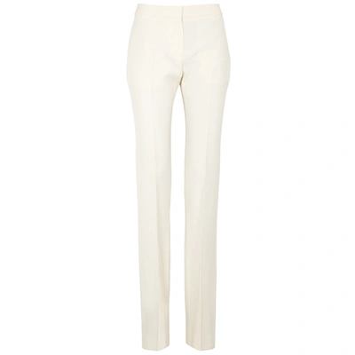 Alexander Mcqueen Mid-rise Classic Straight-leg Wool-silk Trousers In White