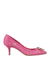 Dolce & Gabbana Woman Pumps Fuchsia Size 5.5 Viscose, Cotton, Silk, Polyamide In Pink