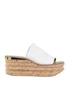 Chloé 'camille' Cork Wedge Leather Slide Sandals In White