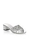 GIUSEPPE ZANOTTI Embellished Metallic Leather Mule Sandals