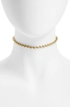 LUV AJ CRYSTAL CUBIC ZIRCONIA CHOKER NECKLACE,SS16N-DKC-G