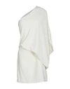 Halston Heritage One-shoulder Layered Crepe Mini Dress In White