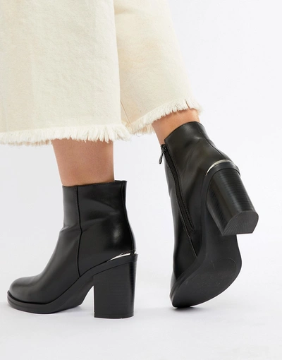 Raid Lorena2 Black Plated Heeled Ankle Boots