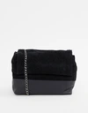 URBANCODE LEATHER CROSS BODY BAG WITH SUEDE CONTRAST - BLACK,UC5225