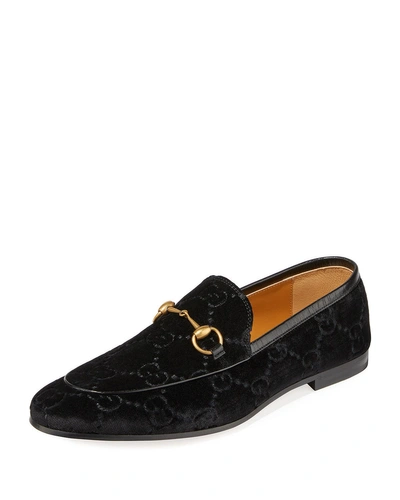 GUCCI MEN'S INTERLOCKING-GG VELVET LOAFER,PROD142630118