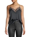Iro Berwyn Silk Cami With Lace Trim In Black