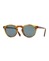 OLIVER PEOPLES GREGORY PECK ROUND PLASTIC SUNGLASSES, BROWN/TORTOISE,PROD218510381