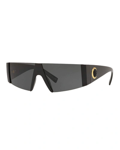 Versace Men's Propionate Shield Sunglasses In Black/gray