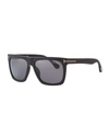 Tom Ford Morgan Thick Square Acetate Sunglasses, Black/blue In Black