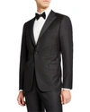 Hickey Freeman Men's Peak-lapel Solid Tuxedo Suit In Black Solid