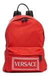 VERSACE LOGO NYLON BACKPACK - RED,DBFG781DNYVER