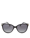 Burberry Check 57mm Polarized Gradient Cat Eye Sunglasses In Black/gray