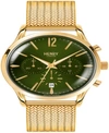 HENRY LONDON CHISWICK GENTS 41MM GOLD STAINLESS STEEL MESH BRACELET STRAP WATCH WITH GOLD STAINLESS STEEL CASING