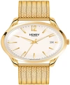 HENRY LONDON WESTMINSTER LADIES 39MM GOLD STAINLESS STEEL MESH BRACELET STRAP WATCH WITH GOLD STAINLESS STEEL CAS