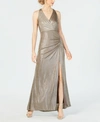 ADRIANNA PAPELL METALLIC JERSEY GOWN