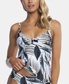 LA BLANCA MOMENT OF ZEN TIE FRONT TANKINI TOP WOMEN'S SWIMSUIT