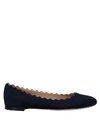 CHLOÉ CHLOÉ WOMAN BALLET FLATS MIDNIGHT BLUE SIZE 5.5 SOFT LEATHER