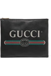 GUCCI Printed textured-leather pouch
