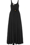 GUCCI APPLIQUÉD GROSGRAIN-TRIMMED CREPE GOWN