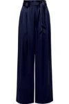 TORY BURCH BELTED SATIN WIDE-LEG PANTS
