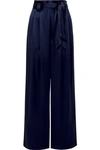 Tory Burch High-waist Wide-leg Satin Pants In Navy