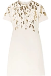 VALENTINO EMBELLISHED WOOL AND SILK-BLEND MINI DRESS