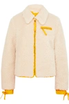 TORY BURCH SHELL-TRIMMED FAUX SHEARLING JACKET