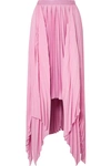 KHAITE CHARLOTTE PLEATED ASYMMETRIC SATIN MIDI SKIRT