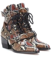 Chloé Rylee Python-print Leather Ankle Boots In Brown