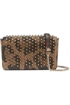 CHRISTIAN LOUBOUTIN ZOOMPOUCH SPIKED LEOPARD-PRINT LEATHER SHOULDER BAG