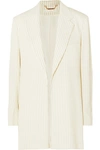 CHLOÉ BELTED PINSTRIPED WOVEN BLAZER